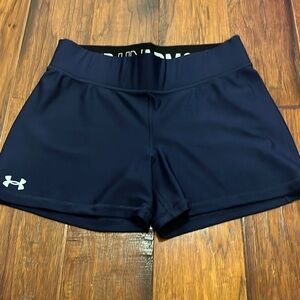Under Armour Women's Navy Blue Team Shorty 4 Spandex Compression Shorts. Size L.